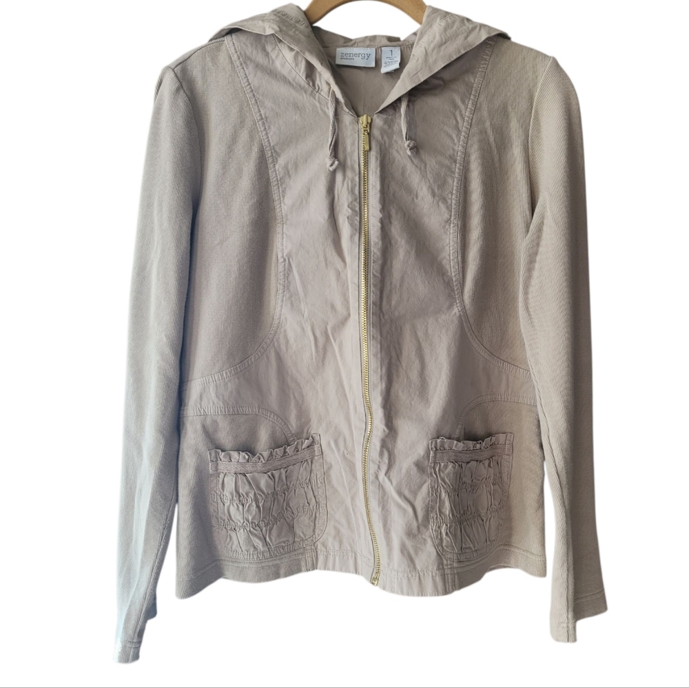 Chico's Tan Lightweight Zip-up Jacket Suze 1 (M)
